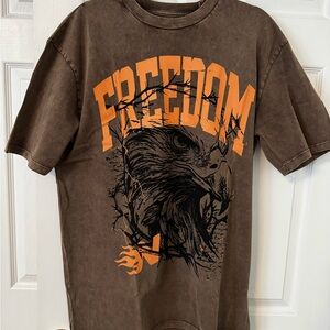 Bold Brown and Orange Freedom Tee Short Sleeve